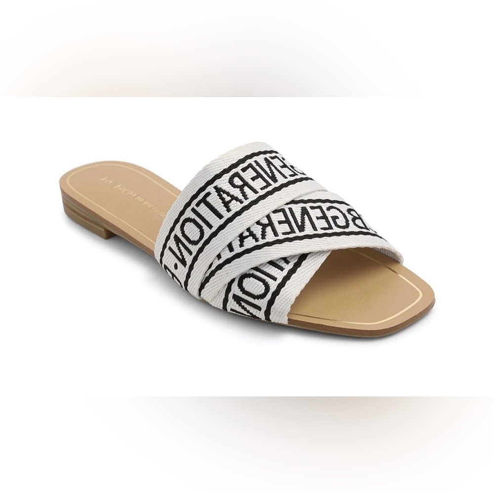 BCBGeneration Black and White Sandals with Geometric Pattern